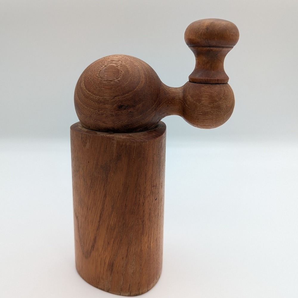 Vintage Peugeot Freres Mid Century Modern Wood Sculptural Crank Pepper Mill